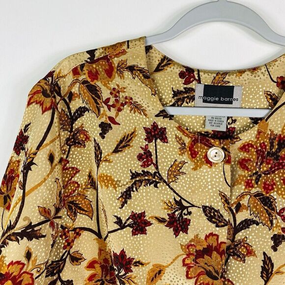 Vintage Maggie Barnes Plus Size 18 Floral Short Sleeve Button Blouse Top - Picture 3 of 5